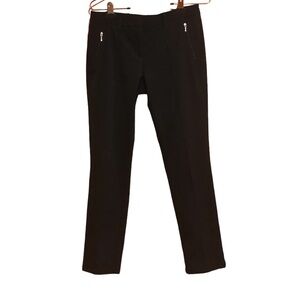 NEW YORK & COMPANY WOMEN  ZIP UP SEAM FRONT STRAIGHT  LEG BLACK PANTS Sz 2 BASIC